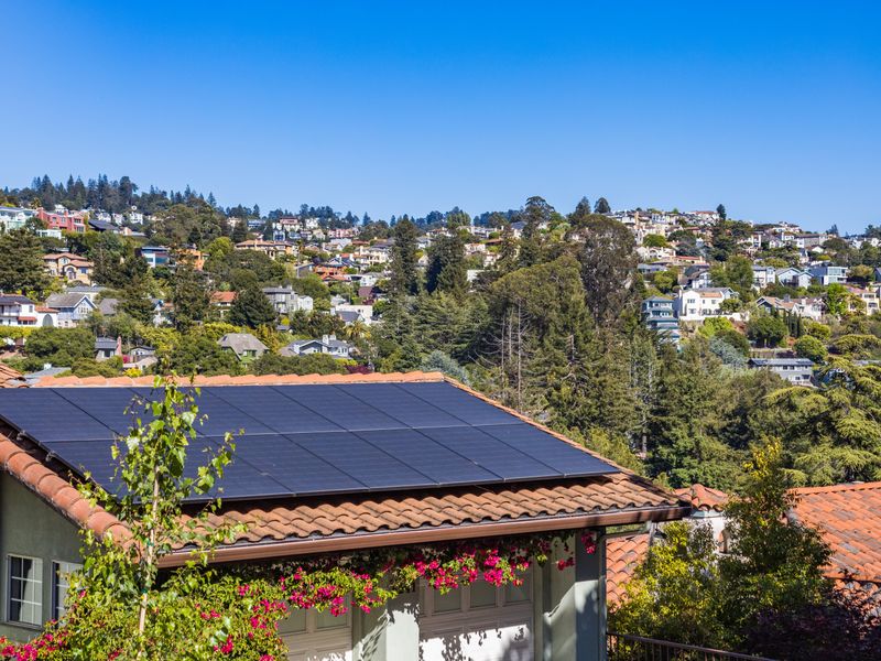 Solar panels installed on a residential house roof
